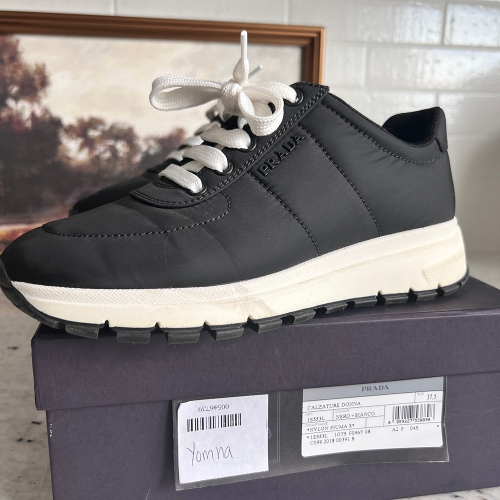 Black and white Prada sneakers size 37.5